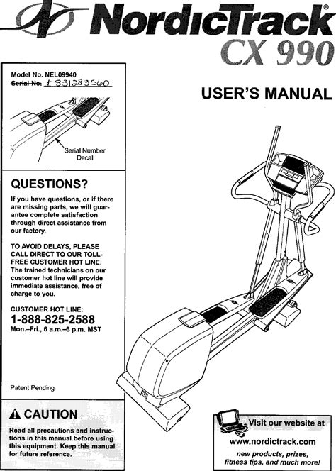 nordictrack cx 990 parts pdf manual